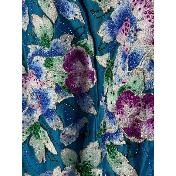 NEW Ellie Wilde Mon Cheri Formal Gown Women 2 Blue Embroider Floral Pageant Prom - Picture 13 of 13